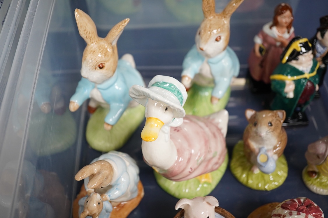 Seven Boxed Royal Doulton Beatrix Potter character figures, three others figures, unboxed, and five boxed Beswick Beatrix Potter figures (15). Condition - good